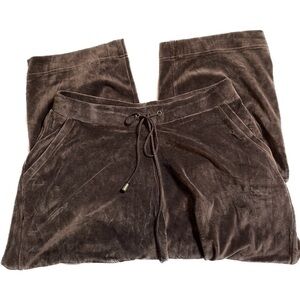 CHARTER Club Velour Brown Drawstring Pants Loungewear Sweatpants 1X